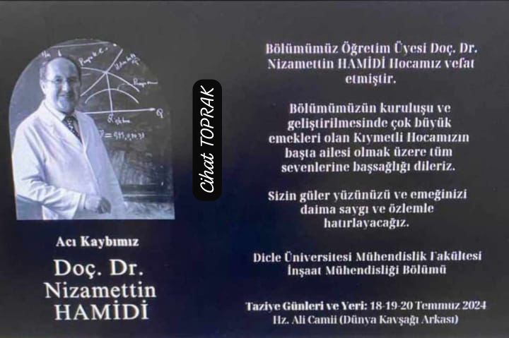 Dr. Nizamettin Hamidi Vefat Etti!