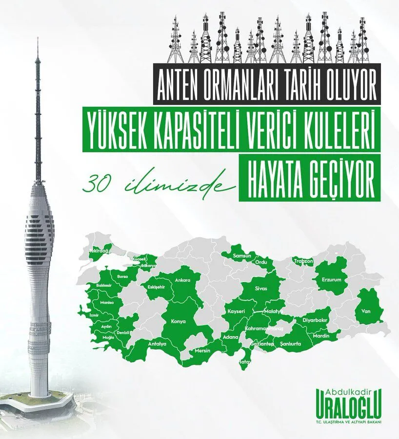 Diyarbakır’ın da bulunduğu 30 farklı ilde Çamlıca Kulesi yapılacak