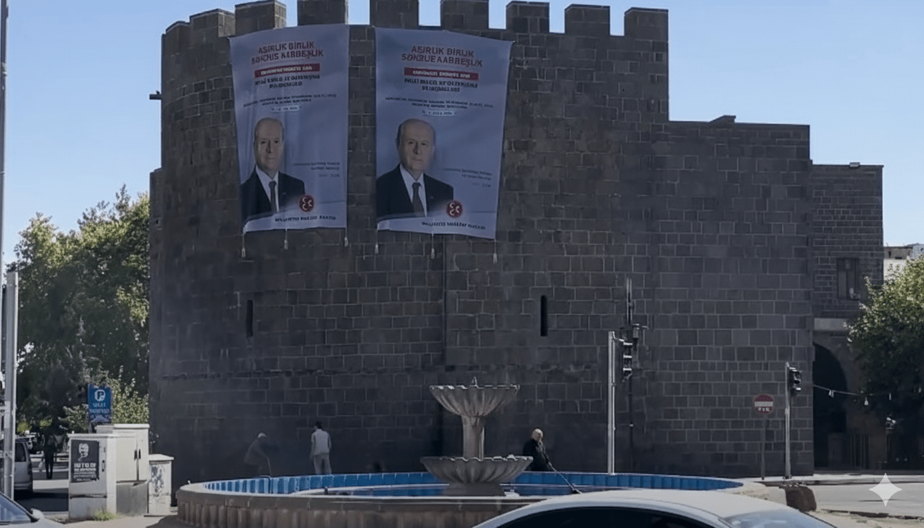MHP Lideri Bahçeli’nin Diyarbakır’da Dev Posterleri Asıldı