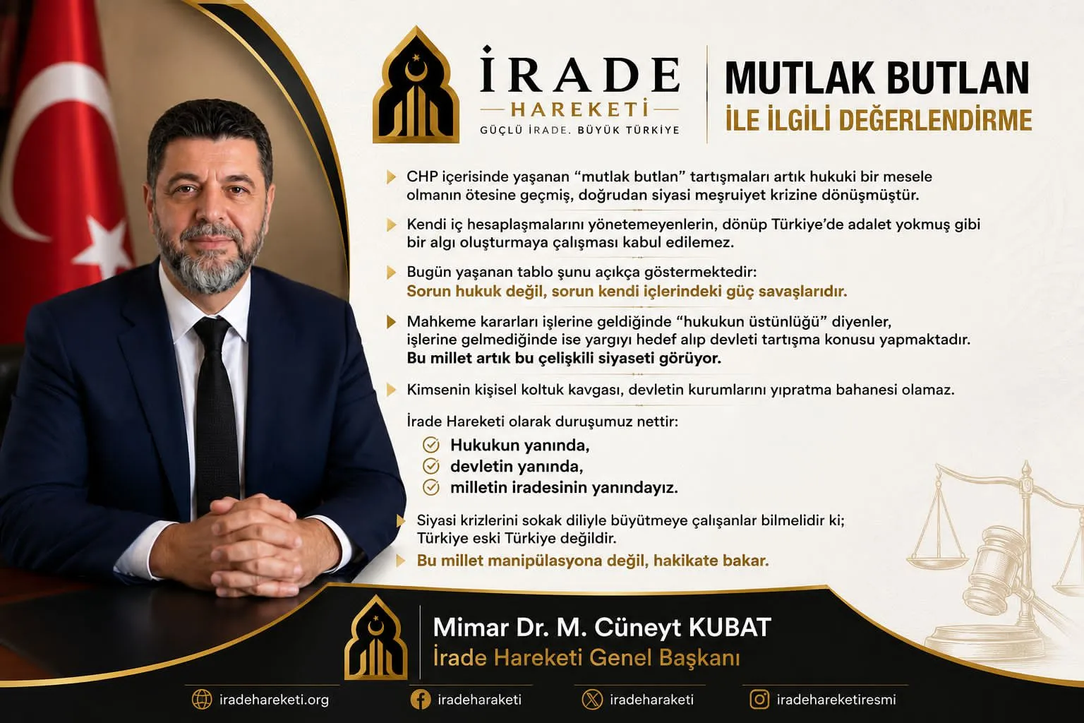 Siyasetin Gündeminde “Mutlak Butlan” Tartışması: İrade Hareketi’nden Sert Tepki
